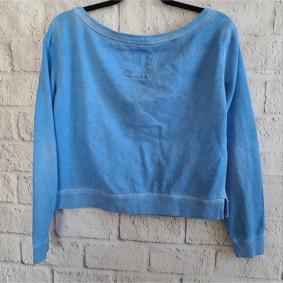 Hollister California Blue And Silver Cropped Sweatshirt Medium - Picture 3 of 10